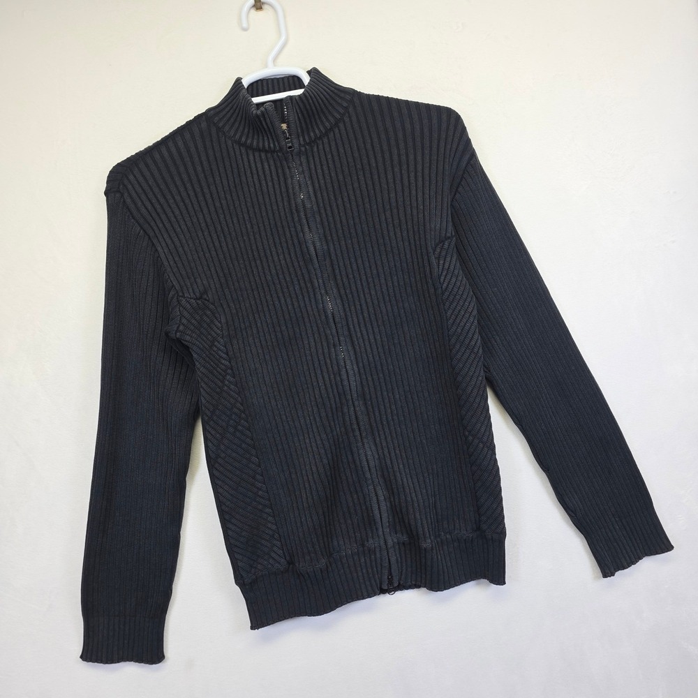 BKE Cardigan Men XL Black Ribbed Elevated Basics Minimalist Classic Timeless Y2K